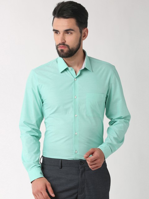 

Peter England Men Sea Green Slim Fit Self Design Formal Shirt
