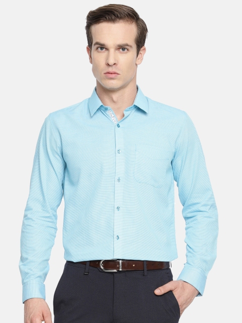 

Peter England Men Blue Nuvo Slim Fit Self Design Formal Shirt