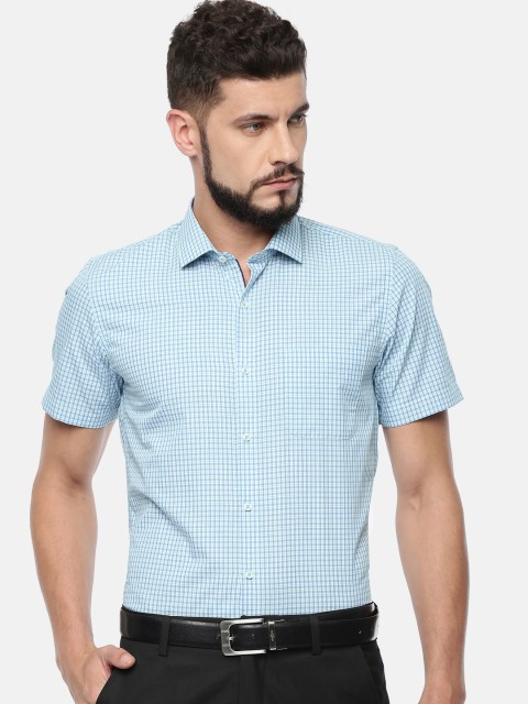 

Peter England Men Blue & White Slim Fit Checked Formal Shirt