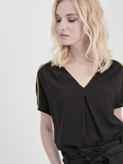 

promod Women Black Solid Boxy Top