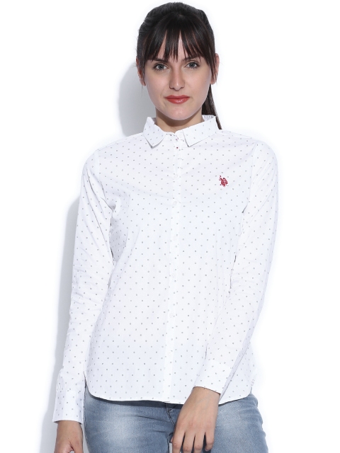 

U.S. Polo Assn. Women White Printed Shirt
