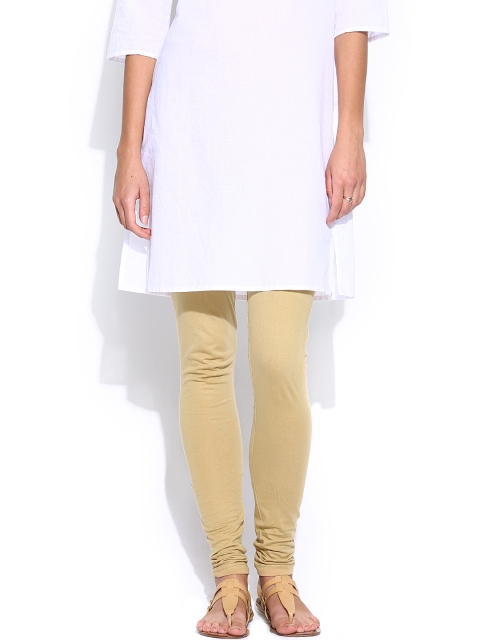 

W Beige Solid Churidar Leggings