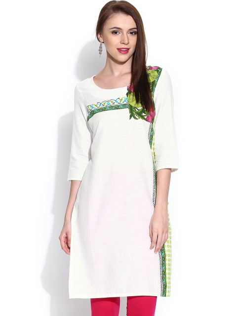 

W Off-White Printed Kurta