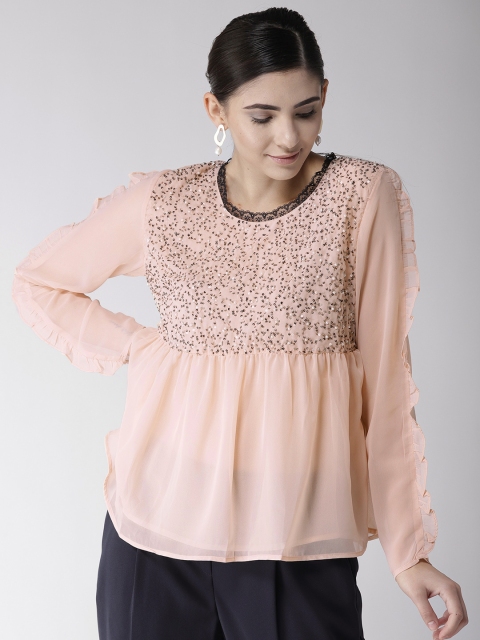 

Antheaa Women Peach-Coloured Solid Empire Top