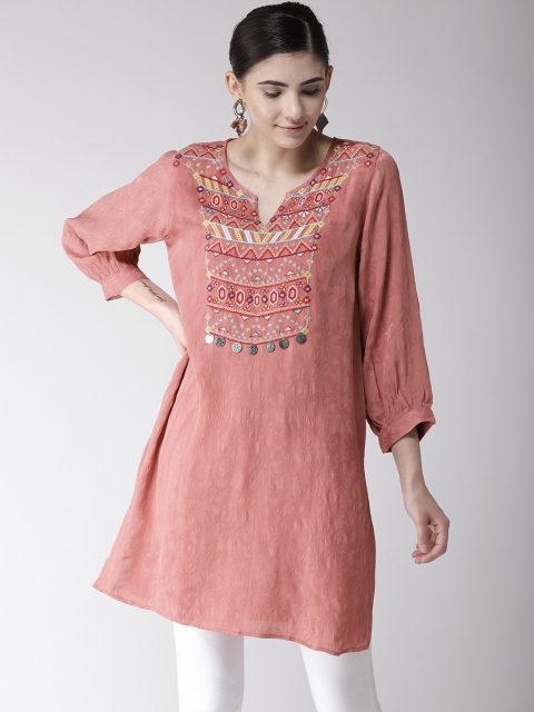 

Antheaa Dusty Pink Self Design Tunic