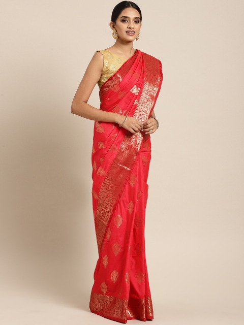 

Saree Swarg Red & Gold-Coloured Silk Blend Woven Design Banarasi Saree