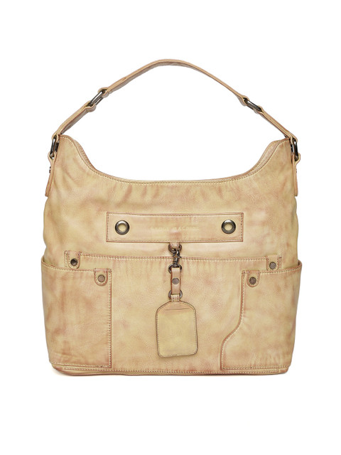 

Gauge Machine Beige Solid Handcrafted Hobo Bag