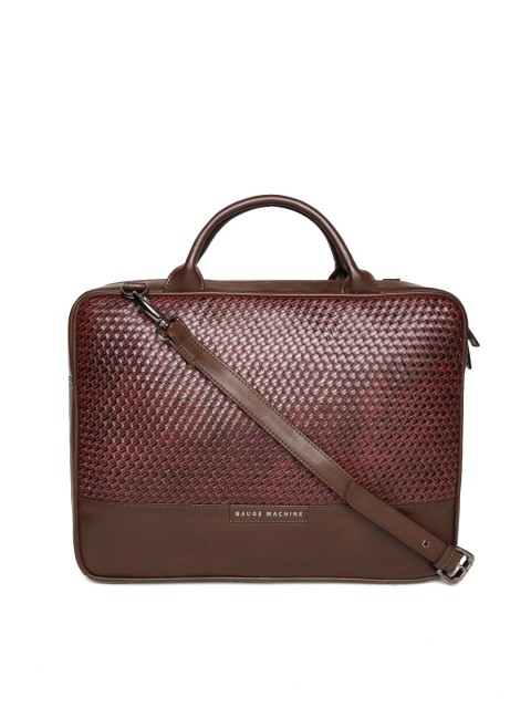 

Gauge Machine Unisex Brown Textured Handcrafted Laptop Bag