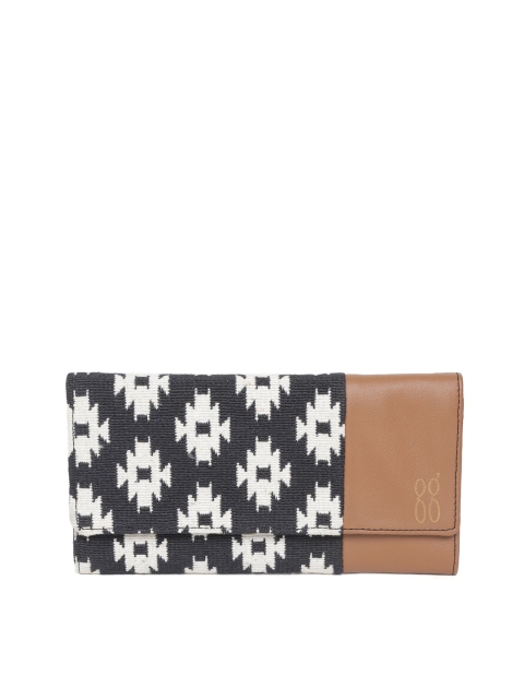 

Baggit Women Navy blue & White Woven Design Three Fold Wallet