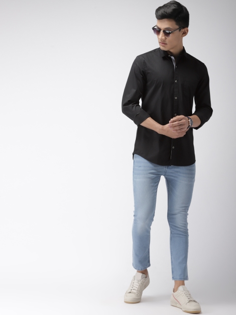 

FOGA Men Black Solid Customised Fit Casual Shirt