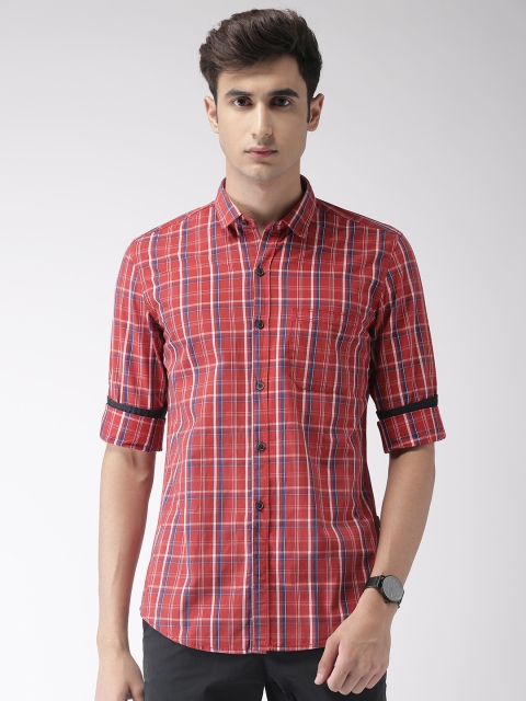 

FOGA Men Red & Blue Tailored Fit Checked Casual Shirt