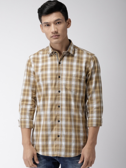 

FOGA Men Khaki & Beige Tailored Fit Checked Casual Shirt