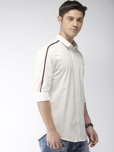 

FOGA Men White Custom Slim Fit Solid Casual Shirt