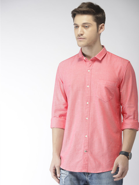 

FOGA Men Red Slim Fit Solid Casual Shirt