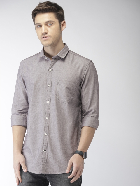 

FOGA Men Grey Custom Slim Fit Solid Casual Shirt