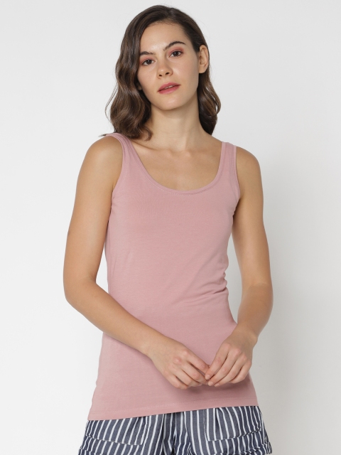 

ONLY Women Dusty Pink Solid Tank Top
