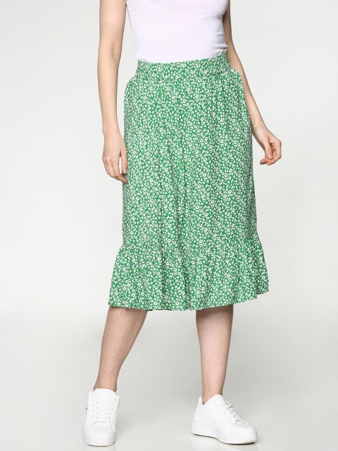 

ONLY Women Green Printed A-Line Skirt