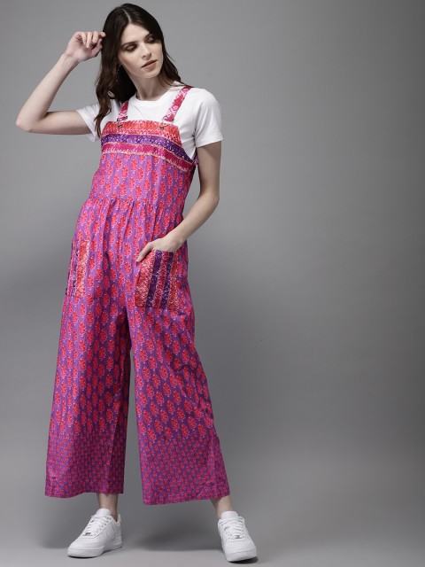 

Anouk Women Pink & Purple Printed Dungarees