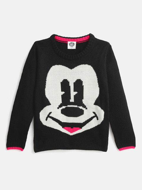 

YK Disney Boys Black & White Self Design Sweater