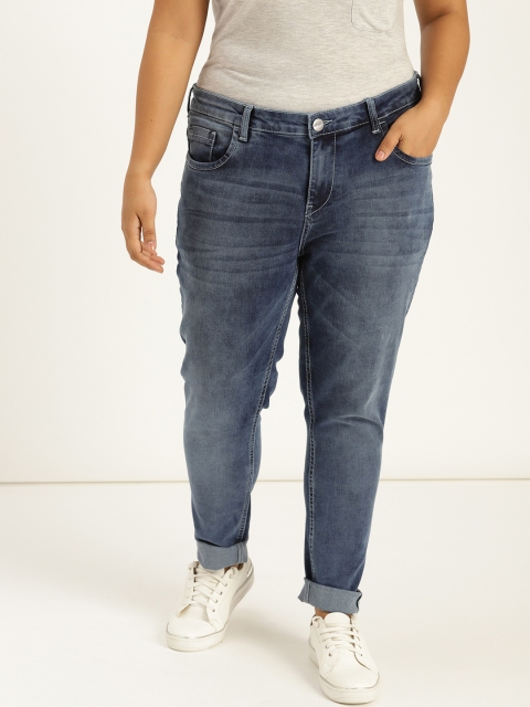

Sztori Plus Size Women Blue Skinny Fit Mid-Rise Clean Look Stretchable Jeans