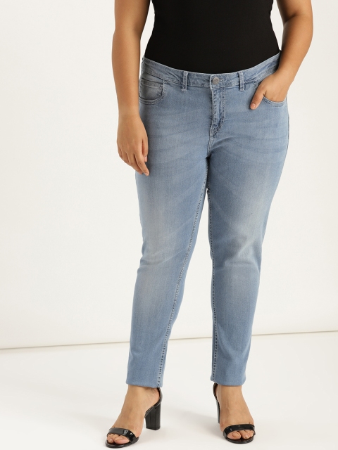 

Sztori Plus Size Women Blue Skinny Fit Mid-Rise Clean Look Stretchable Jeans