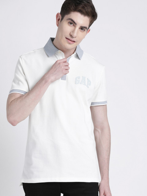 

GAP Men's Logo Short Sleeve Polo Shirt with Contrast Collar, White