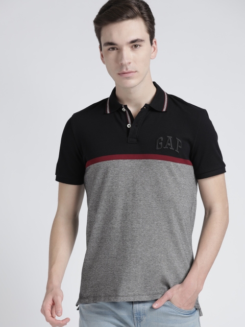 

GAP Men's Logo Colorblock Polo Shirt, Black