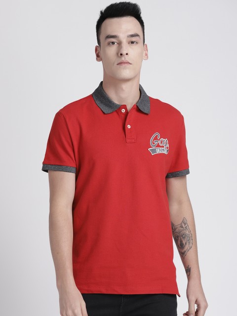 

GAP Men Polo Shirt with Contrast Grindle Collar, Red
