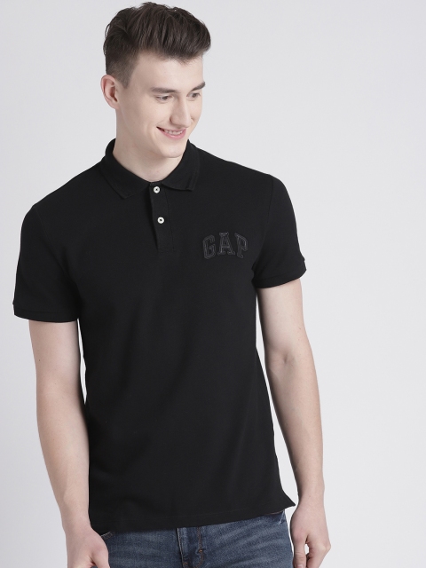 

GAP Men's Short Sleeve Polo Shirt, Black