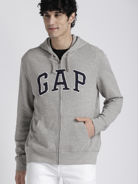 

GAP Men's Logo Fleece Zip Hoodie, Grey melange