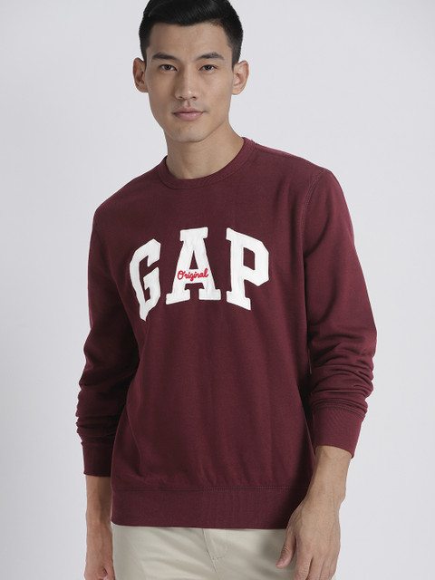 

GAP Men's Original Logo Crewneck Sweatshirt, Burgundy