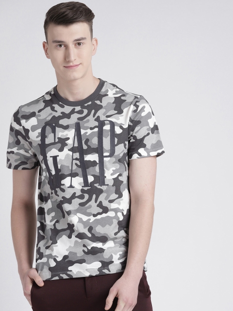 

GAP Men's Print Short Sleeve T-Shirt, Grey