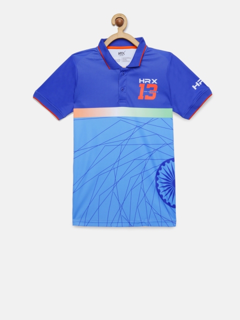 

HRX by Hrithik Roshan Boys Rapid Dry cricket Polo Tshirt, Blue
