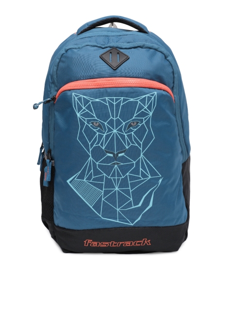 

Fastrack Men Teal Blue & Black Graphic Backpack