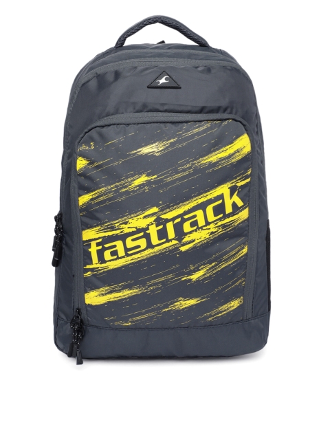 

Fastrack Men Charcoal Grey & Yellow Graphic Printed Backpack