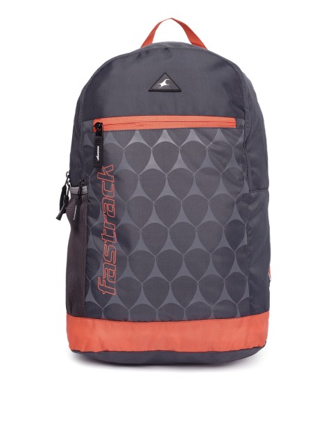 

Fastrack Men Charcoal Grey & Orange Graphic Printed Backpack