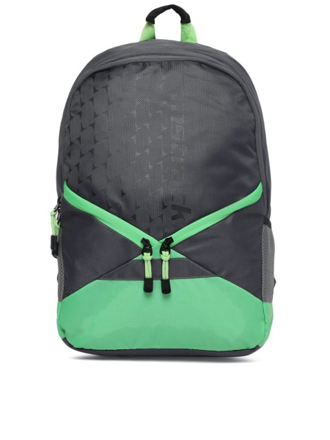 

Fastrack Men Grey & Green Colourblocked Backpack