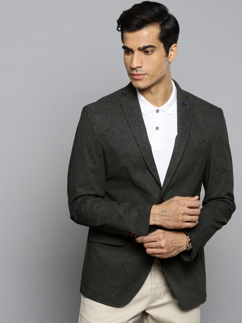 

Blackberrys Men Charcoal Grey Solid Slim Fit Single-Breasted Semiformal Blazer
