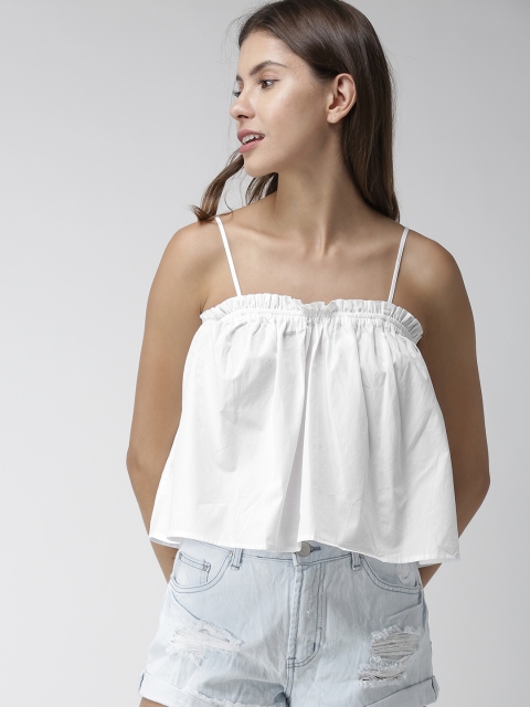 

FOREVER 21 Women White Solid Top