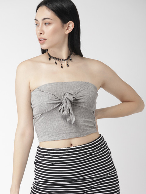 

FOREVER 21 Women Grey Solid Tube Top