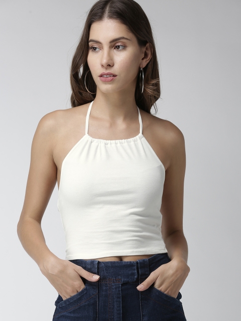 

FOREVER 21 Women White Solid Top