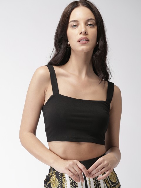 

FOREVER 21 Women Black Solid Crop Bralette Top