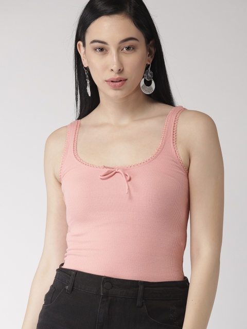 

FOREVER 21 Women Peach-Coloured Solid Top