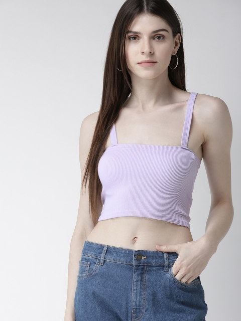 

FOREVER 21 Women Lavender Solid Bralette Top