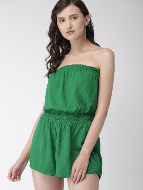 

FOREVER 21 Women Green Solid Playsuit