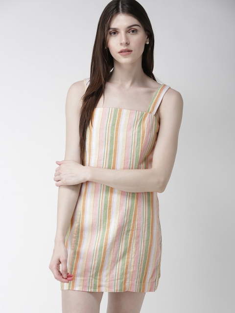 

FOREVER 21 Women Multi-Coloured Striped Sheath Dress