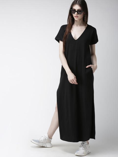 

FOREVER 21 Women Black Solid Maxi Dress