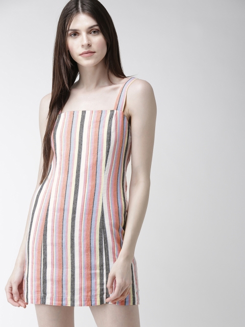 

FOREVER 21 Women Multi-coloured Striped Sheath Dress