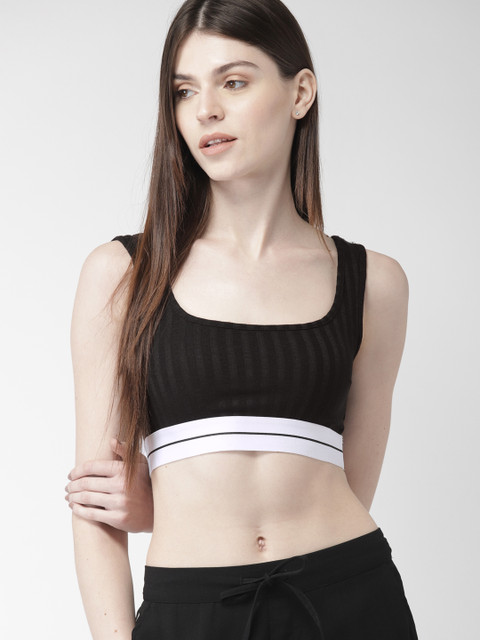 

FOREVER 21 Women Black Striped Bralette Top