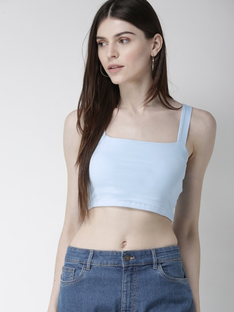 

FOREVER 21 Women Blue Solid Bralette Top